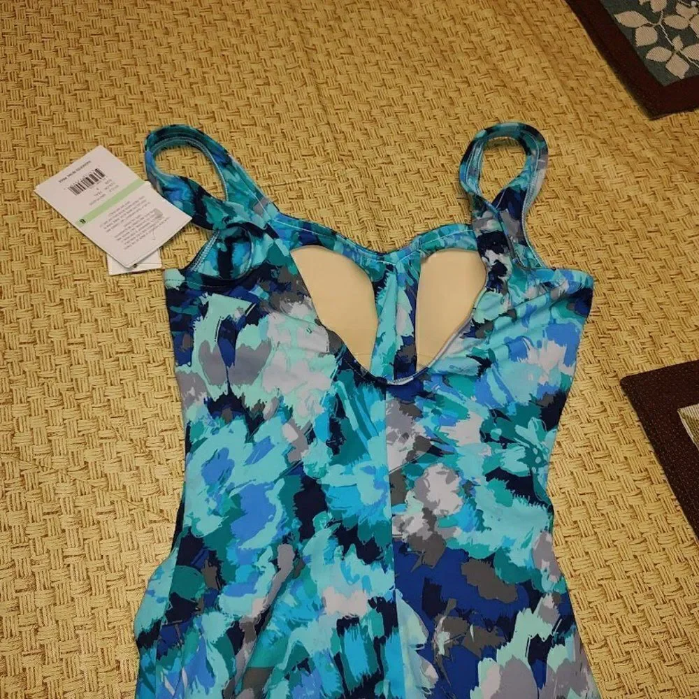 New Maxine Of Hollywood Instant Minimizer Teal Designed Bathing Suit Women's 8